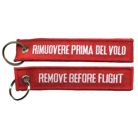 Portachiavi Ricamato Rimuovere Prima del Volo
