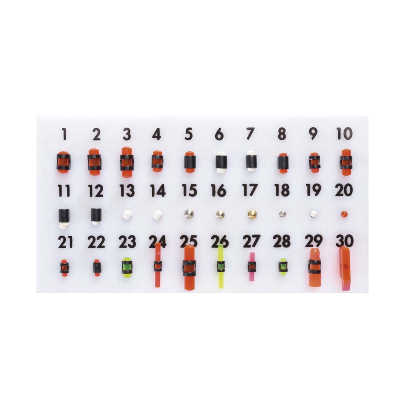 Muoviset kiväärin tähtäimet, eri halkaisijoita