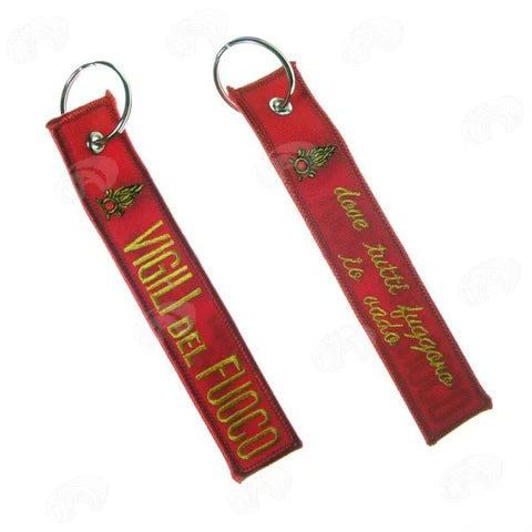 Portachiavi Ricamato Vigili del Fuoco Rosso