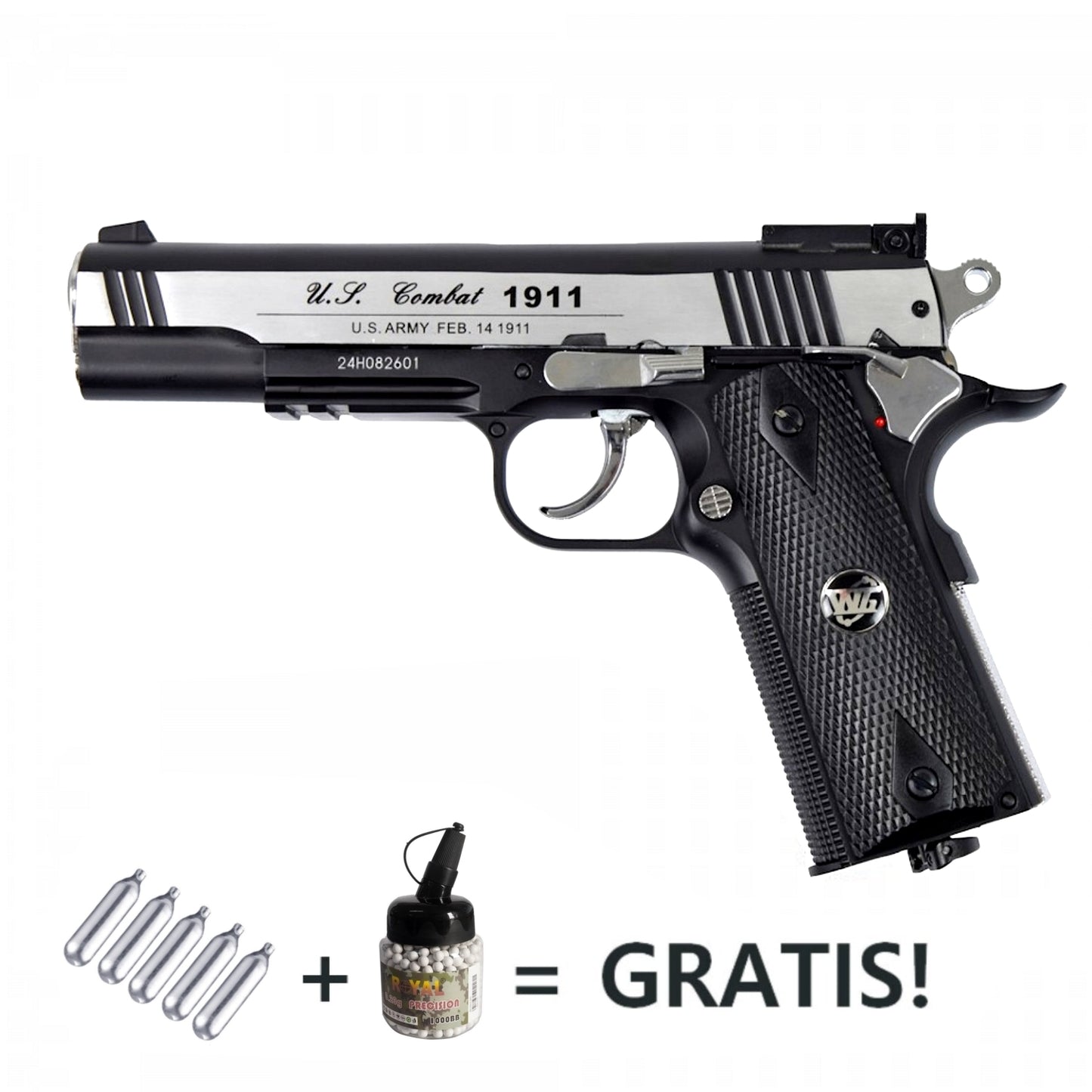 Pistola a Co2 mod. COLT 1911 Scarrellante Bundle