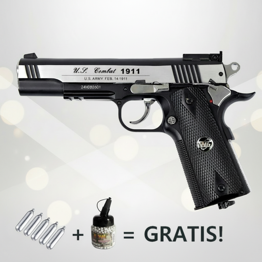 Pistola a Co2 Compressa mod. COLT 1911 Scarrellante Bundle