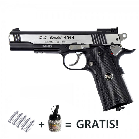 Pistola a Co2 mod. COLT 1911 Scarrellante Bundle