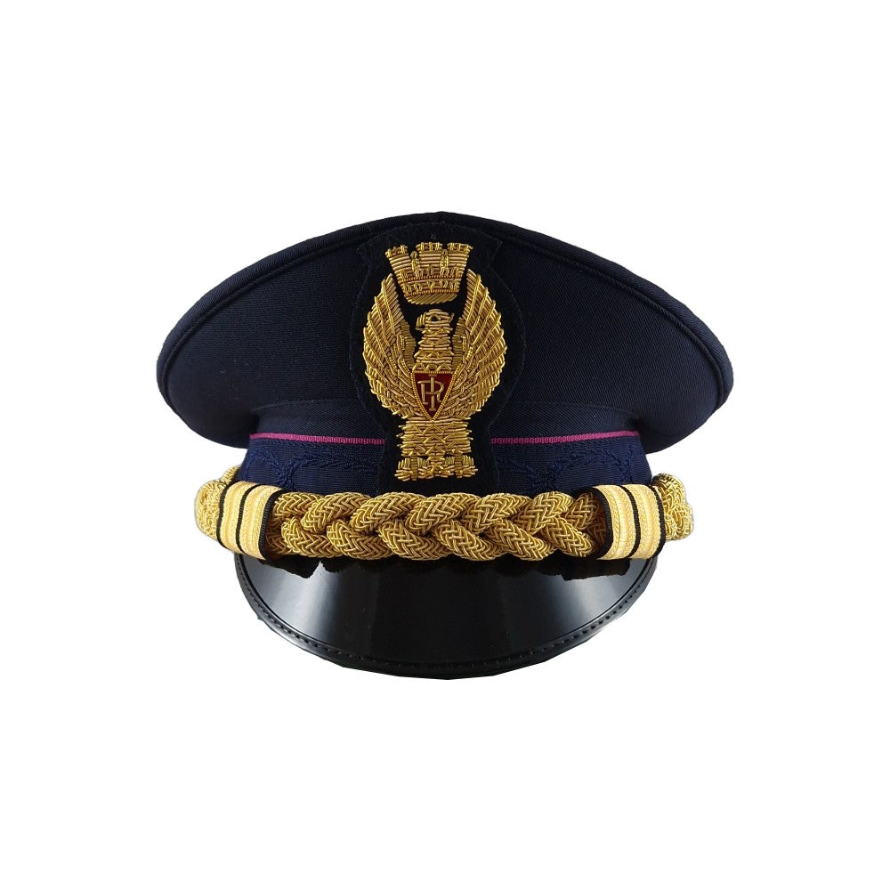 Tesa Uomo Polizia di Stato Completa di Soggolo, Galloni e Fiamma