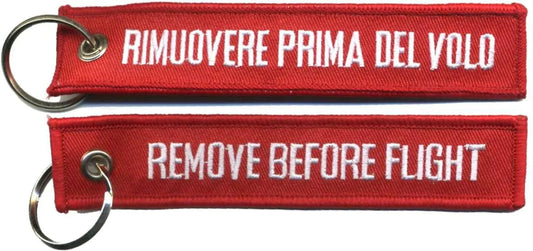 Portachiavi Ricamato Rimuovere Prima del Volo